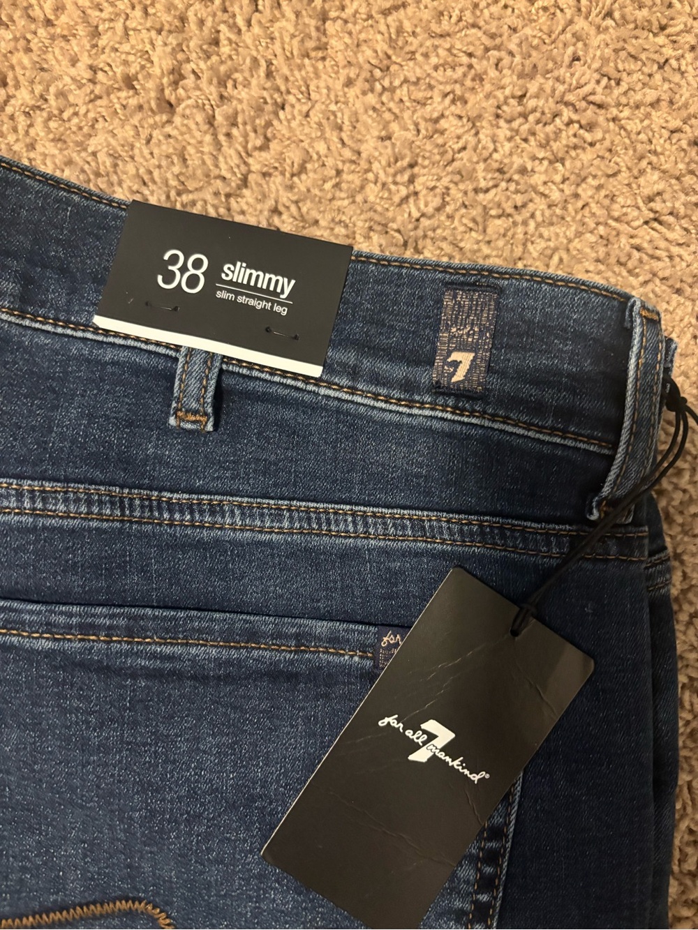 7 For All Mankind Slimmy Slim Straight Leg Jeans - Dark Blue Denim